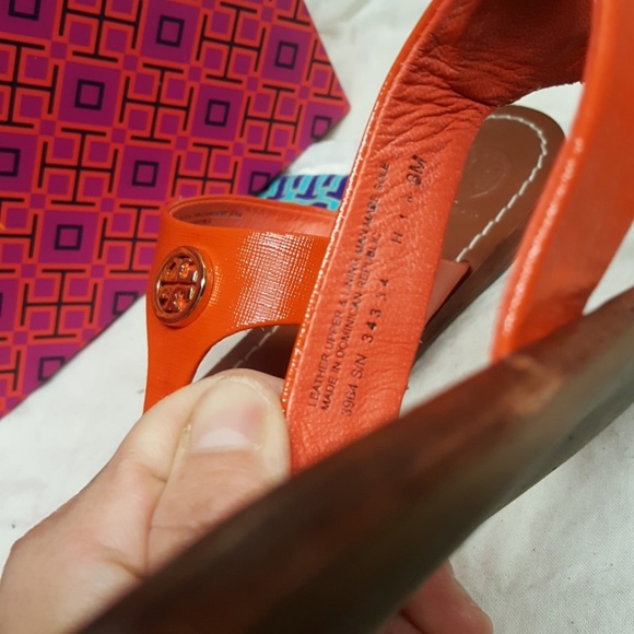 Tory Burch Orange Thong Sandals Flat sz8M - Picture 6 of 8